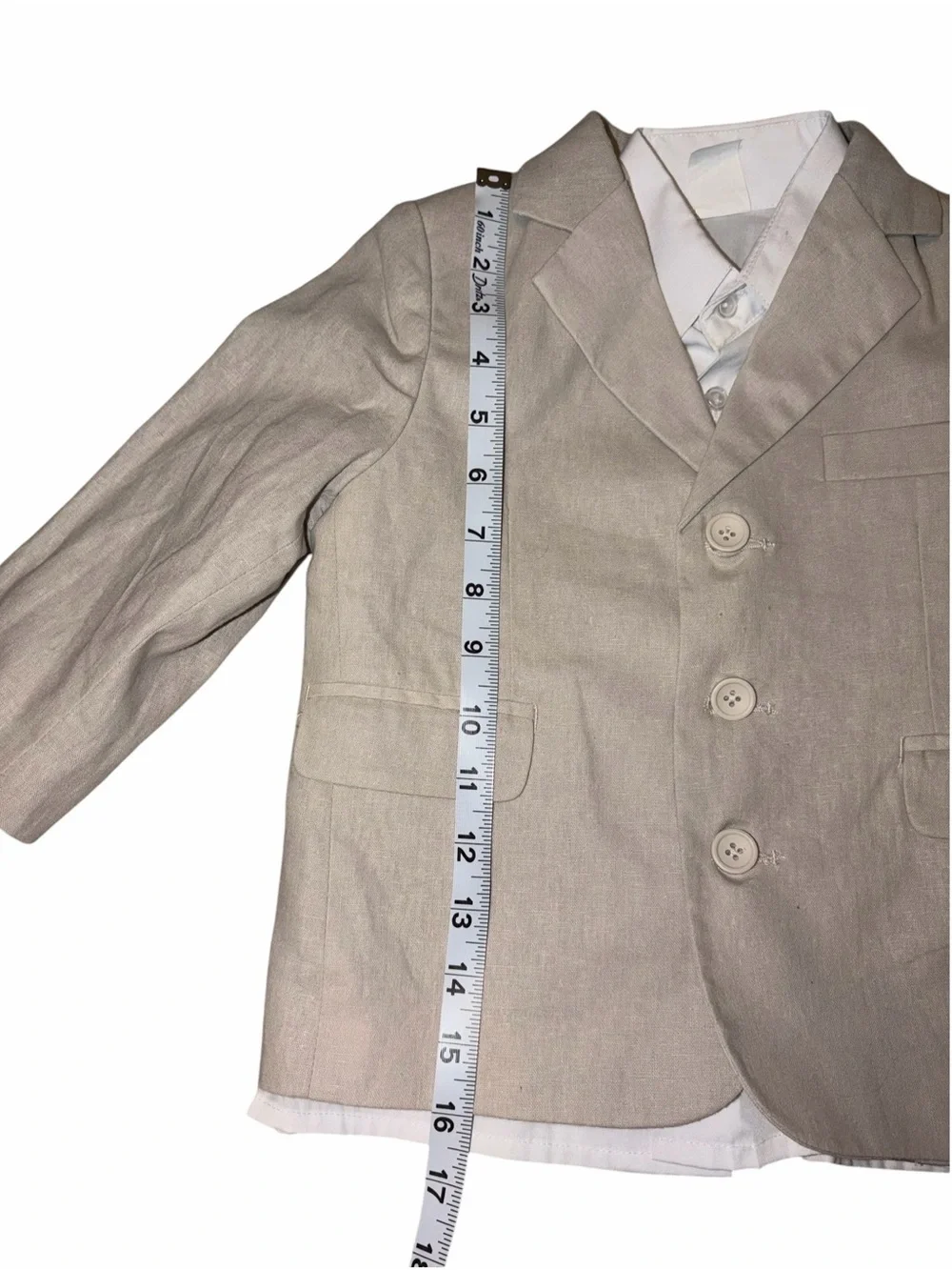 New Johnnie Lene Tan Beige Irish Linen Italy Blazer Vest White Shirt 4T Wedding